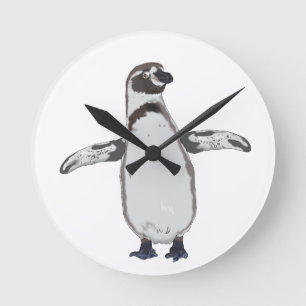 Cartoon Penguin Round Clock