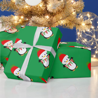 Cartoon Penguin with Peace  Wrapping Paper