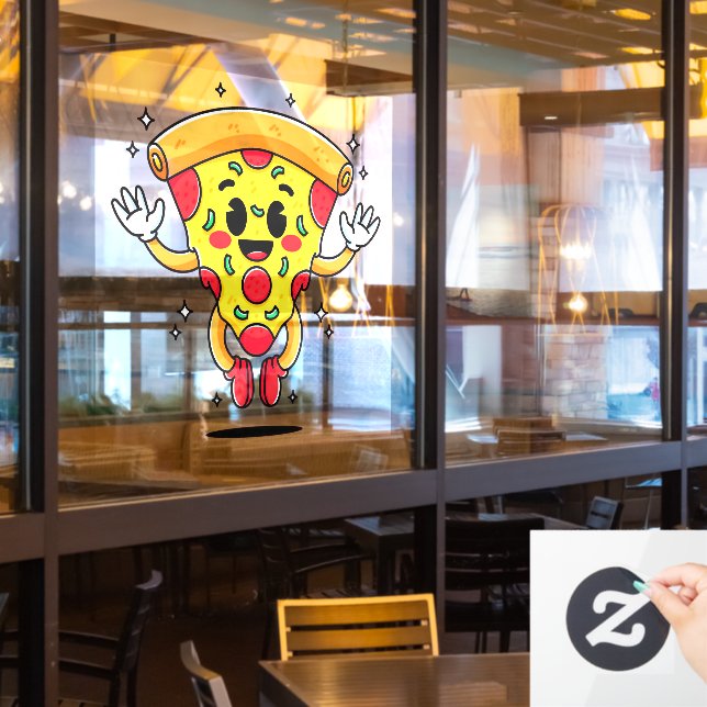 Cartoon Pepperoni Pizza Slice Customer Attractor (Restaurant Window)