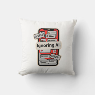 Cartoon Phone with Notifications – “Ignoring All” Cushion