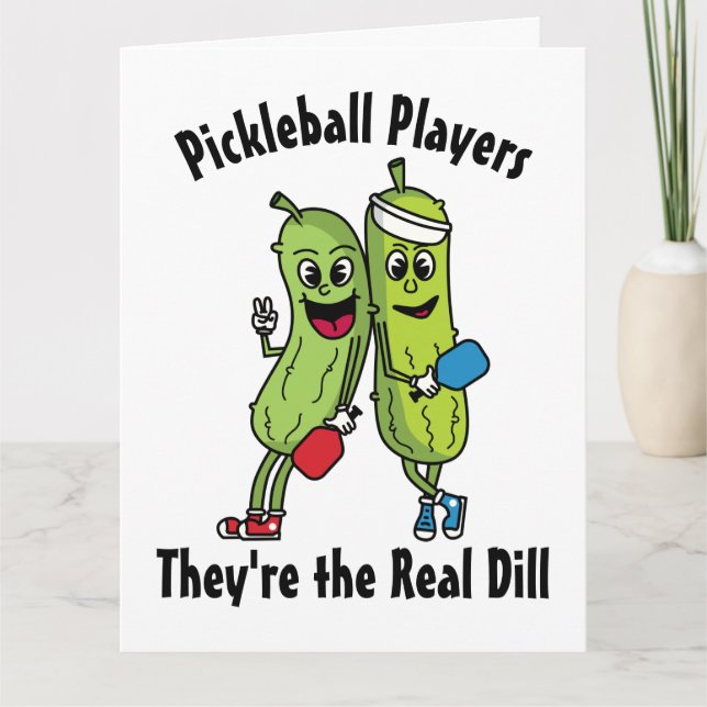 Cartoon Pickles Pickleball Players Pickleball Team Card (Front)