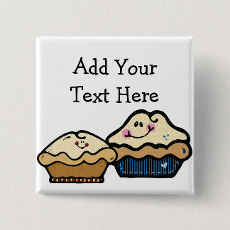 Cartoon Pies for Pie Day January 23rd 15 Cm Square Badge