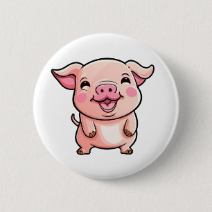 Cartoon pig illustration 6 cm round badge