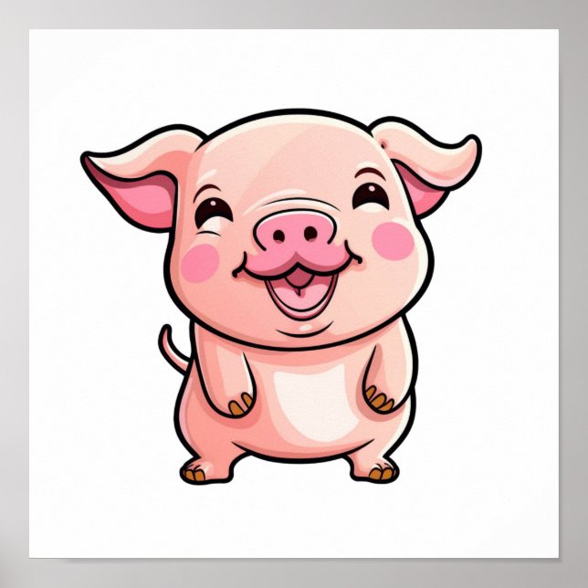 Cartoon pig illustration poster (Front)