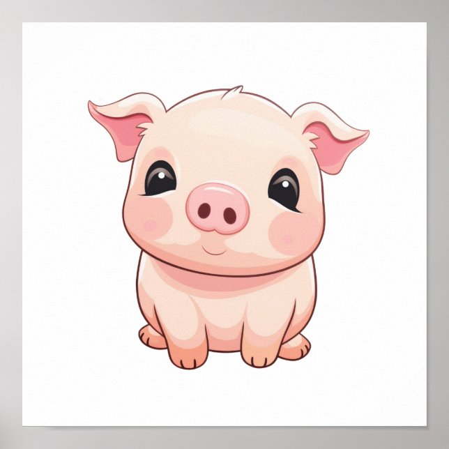 Cartoon pig illustration poster (Front)