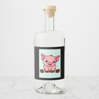 Cartoon Pig_Pig Lover Liquor Bottle Label