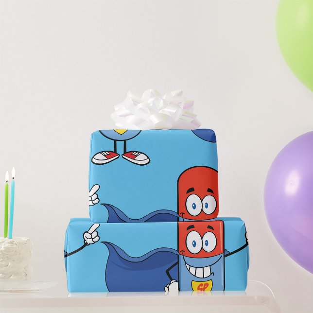 Cartoon Pill Capsule Wrapping Paper (Creator Uploaded)
