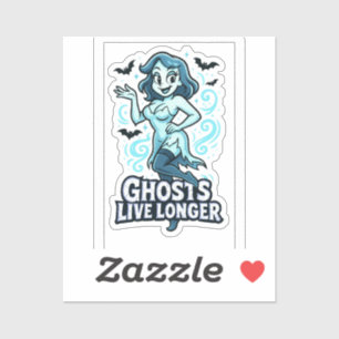 Cartoon Pin-Up Ghost – Ghosts Live Longer