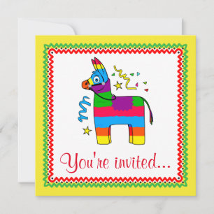 Cartoon Pinata Birthday Invitation