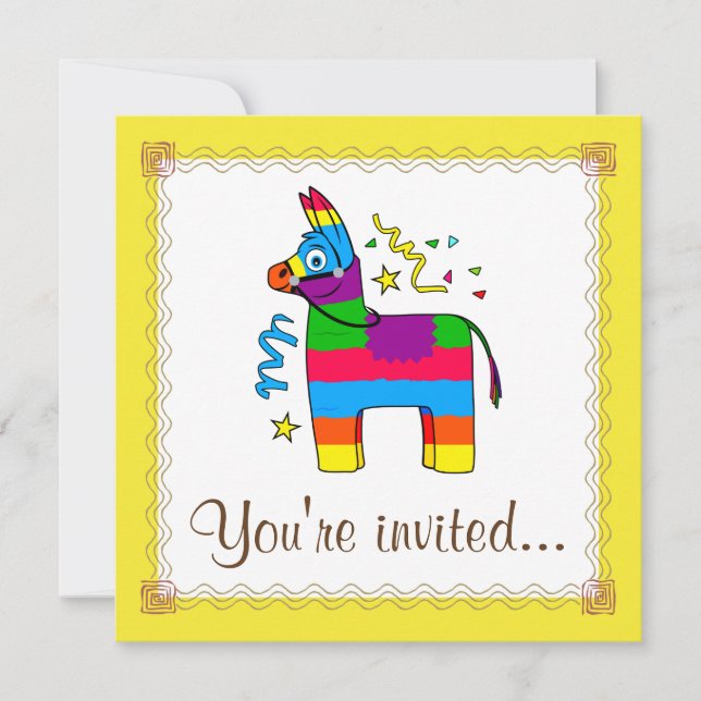 Cartoon Pinata Birthday Invitation (Front)