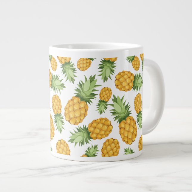 Cartoon Pineapple Pattern Large Coffee Mug (Front Right)