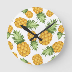 Cartoon Pineapple Pattern Round Clock