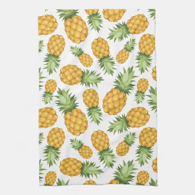 Cartoon Pineapple Pattern Tea Towel (Vertical)