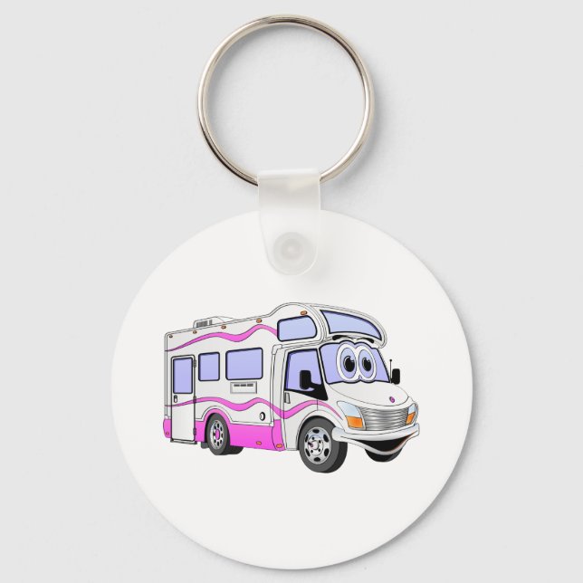 Cartoon Pink Camper Key Ring (Front)