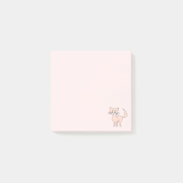 Cartoon pink cat Pretty Puss pink Post-it Notes (Front)