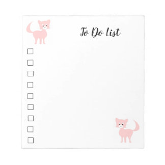 Cartoon pink cat Pretty Puss To Do List Notepad