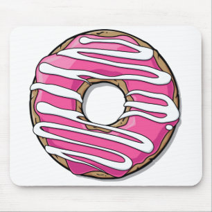Cartoon Pink Doughnut with Icing Mouse Pad