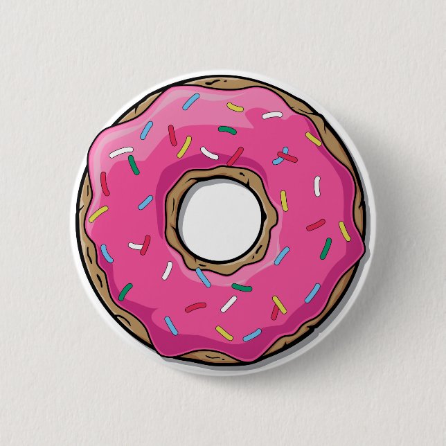 Cartoon Pink Doughnut With Sprinkles 6 Cm Round Badge (Front)