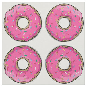 Cartoon Pink Doughnut With Sprinkles Fabric