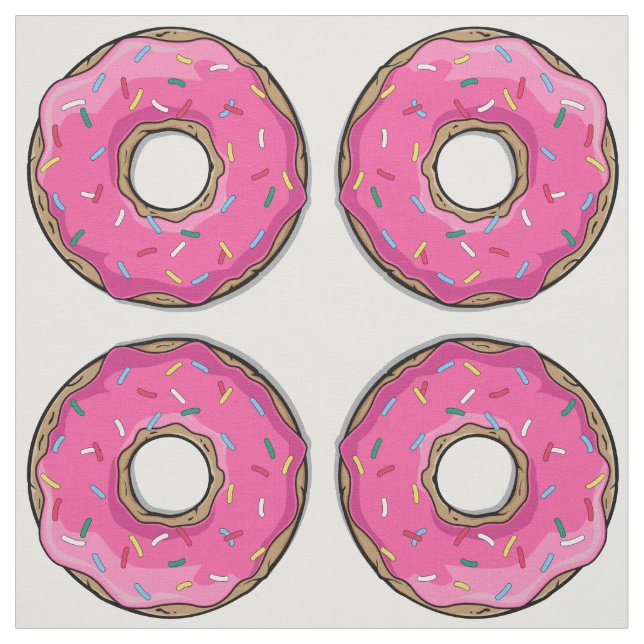Cartoon Pink Doughnut With Sprinkles Fabric (Swatch)
