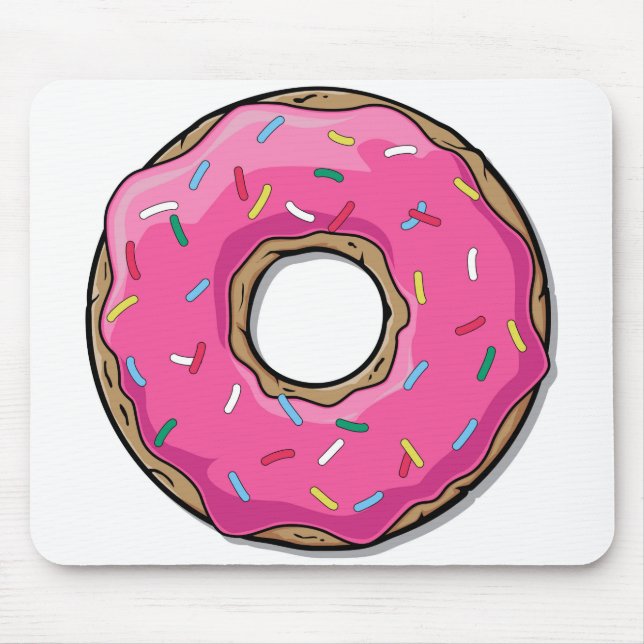 Cartoon Pink Doughnut With Sprinkles Mouse Pad (Front)