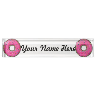 Cartoon Pink Doughnut With Sprinkles Nameplate