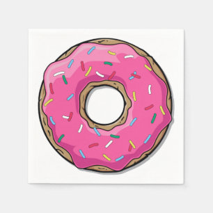 Cartoon Pink Doughnut With Sprinkles Napkin