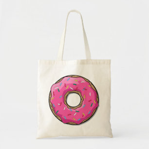 Cartoon Pink Doughnut With Sprinkles Tote Bag