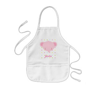 Cartoon Pink Elephant Kids Apron