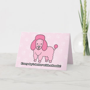 Cartoon Pink Poodle Greeting Card