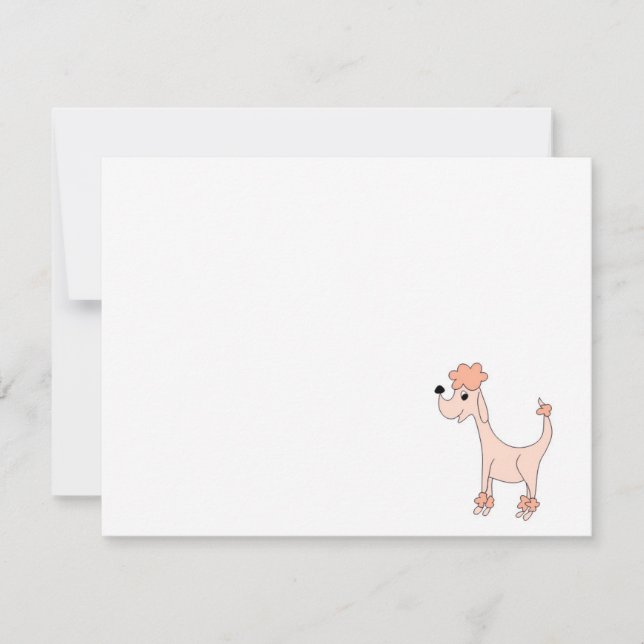 Cartoon pink poodle Posh Paws white Card (Front)