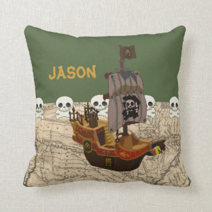 Cartoon Pirate Ship Personalise Cushion