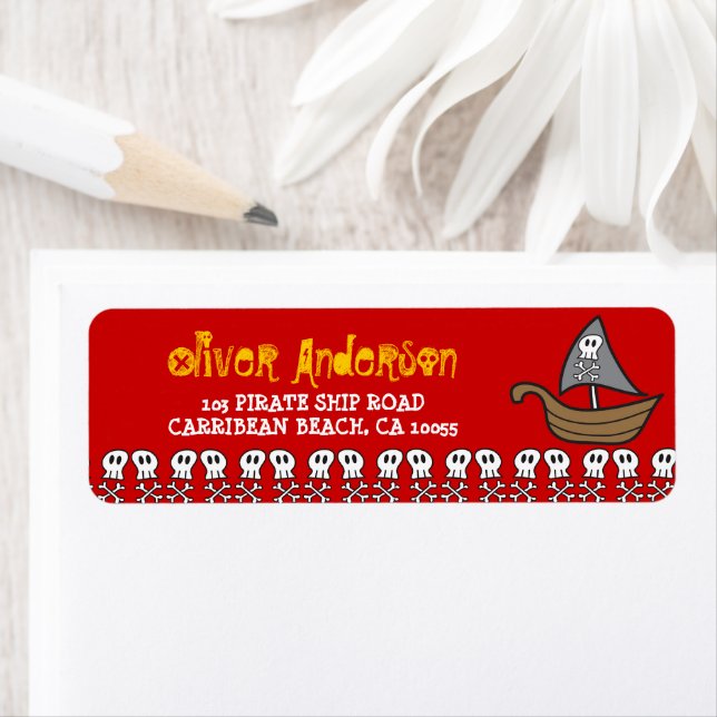 Cartoon Pirate Ship, Skulls & Bones Address Labels (Insitu)