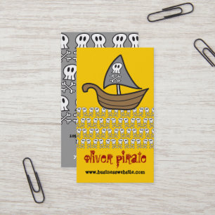 Cartoon Pirate Ship Skulls Bones Fun Colorful Boys Business Card
