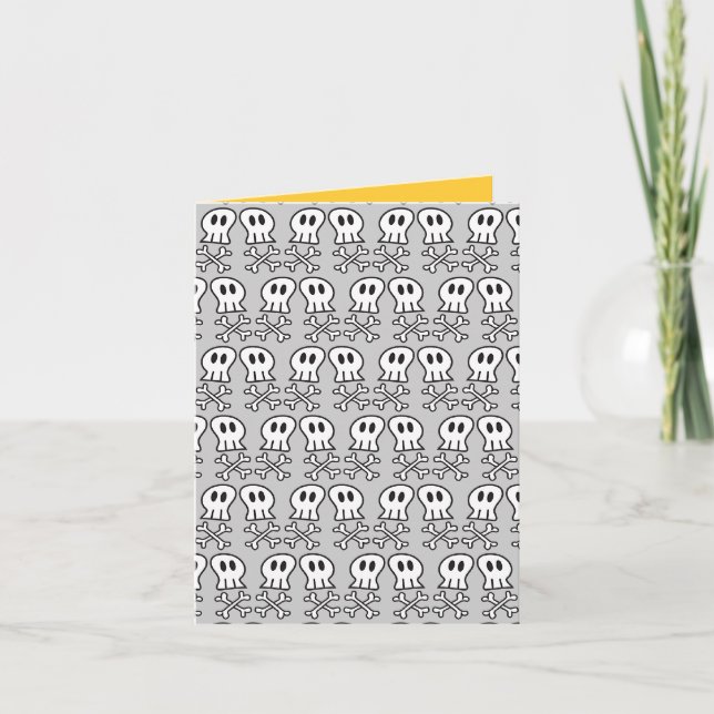 Cartoon Pirate Skulls & Bones Pattern Halloween Card (Front)