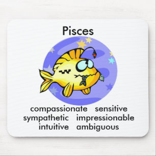 Cartoon Pisces Fish eating Fish Mouse Pad