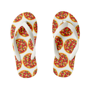 Cartoon Pizza Pattern Kid's Thongs