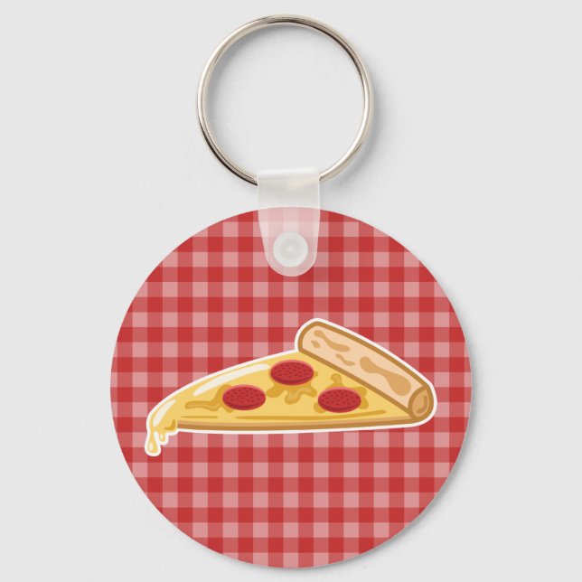 Cartoon Pizza Slice Key Ring (Front)