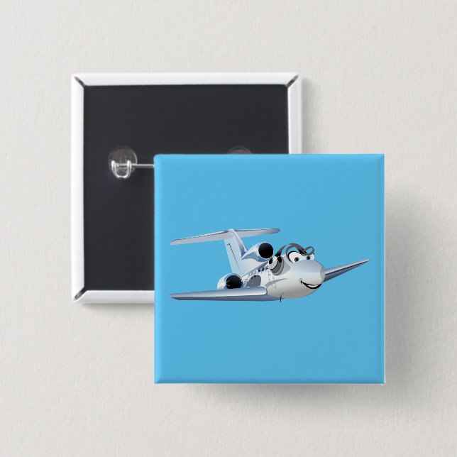 Cartoon plane 15 cm square badge (Front & Back)
