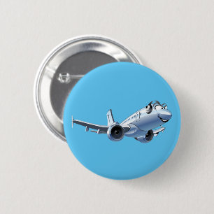 Cartoon plane 6 cm round badge