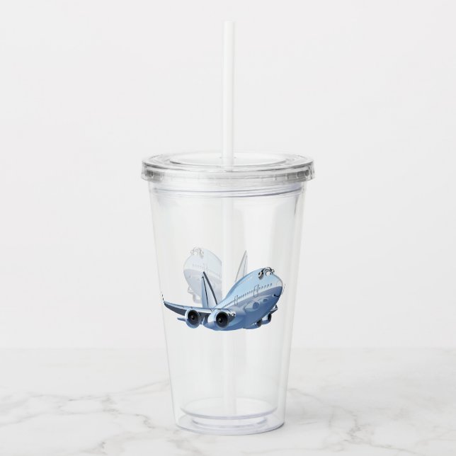 Cartoon plane acrylic tumbler (Front)