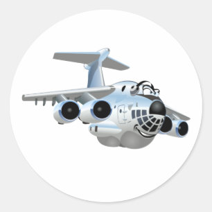 Cartoon plane classic round sticker
