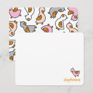 Cartoon Playful Pink Ducks Ducklings Baby Girl Thank You Card