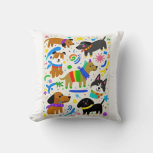 Cartoon playful puppies  cushion