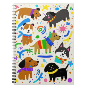 Cartoon playful puppies  notebook