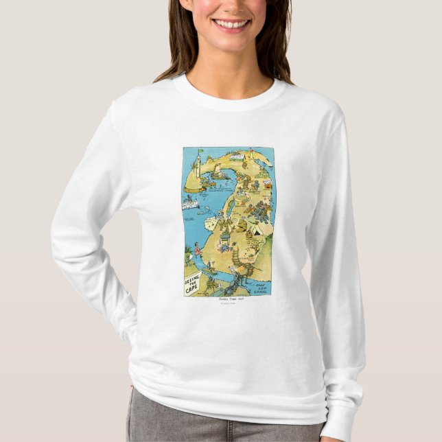 Cartoon Points of Interest on Cape Cod T-Shirt (Front)