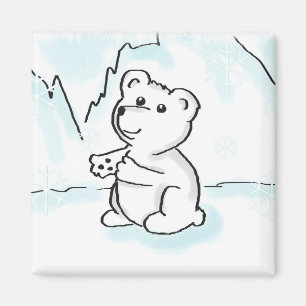 Cartoon Polar Bear Baby Needs a Hug Magnet