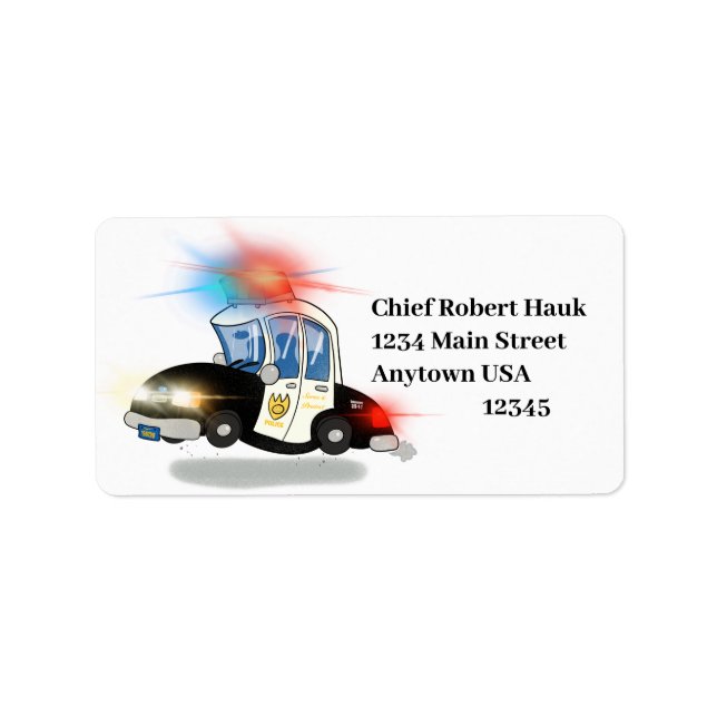Cartoon Police Car Label (Front)