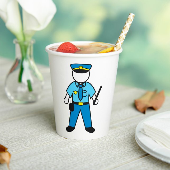 Cartoon Police Officer Fun Law Enforcement  Paper Cups (Creator Uploaded)