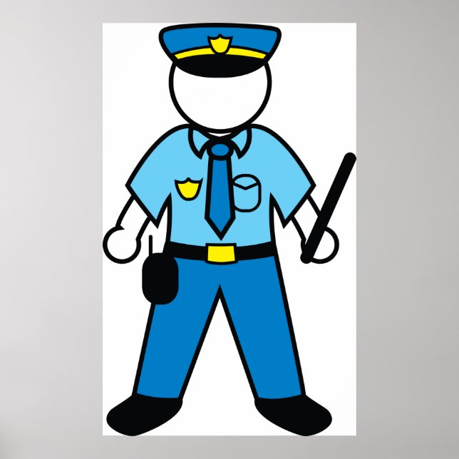 Cartoon Police Officer Fun Law Enforcement  Poster (Front)